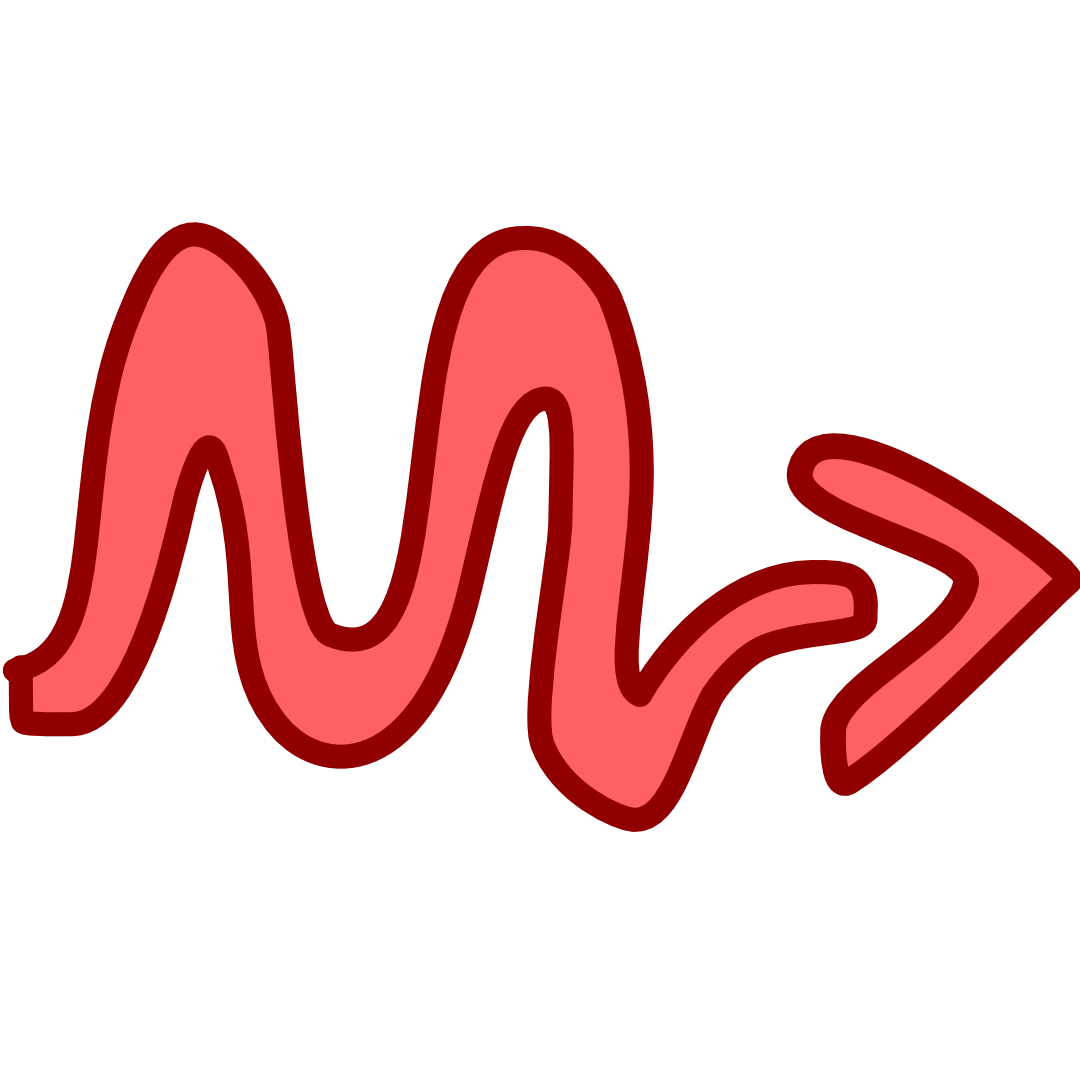 A wavy warm pink line with an arrow at the end